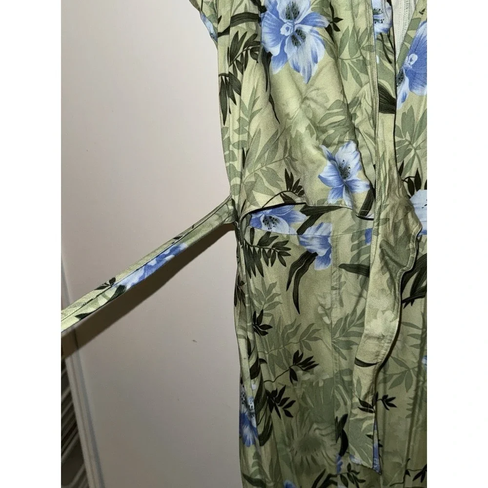 Caribbean Joe Green And Blue Floral Maxi Dress Size L